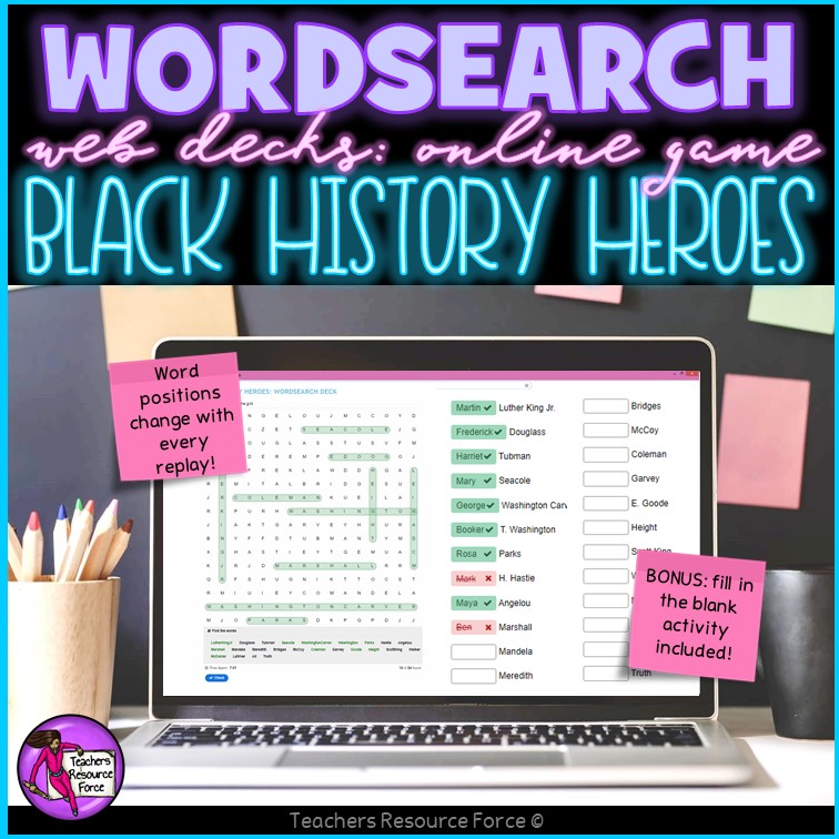 black history heroes digital word search